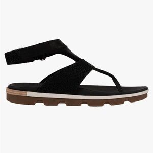 Sorel Torpeda Black Leather T- Strap Sandals